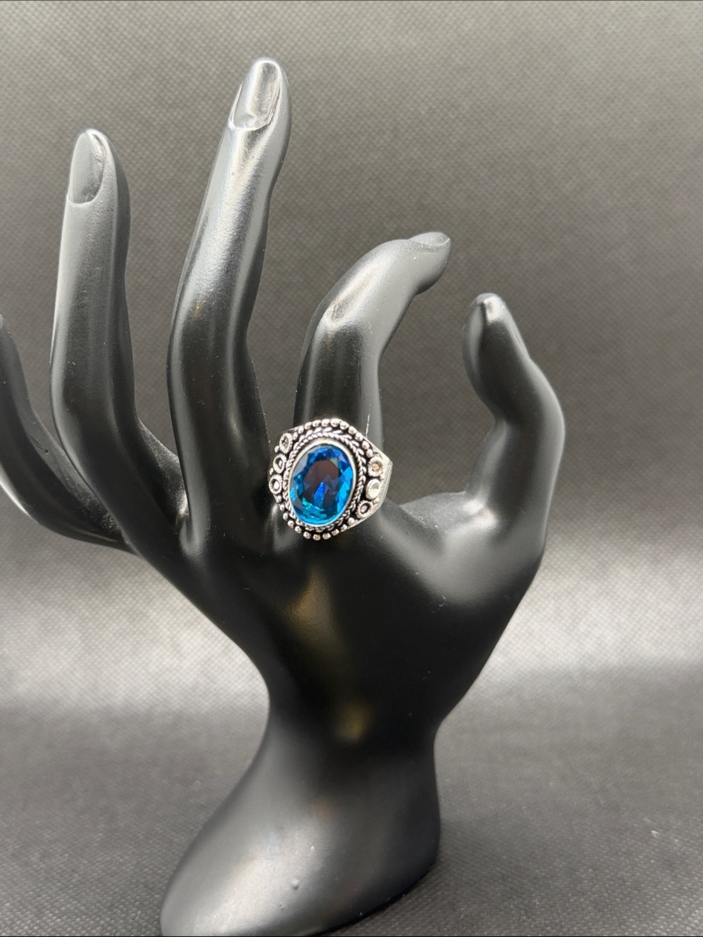 Swiss Blue Topaz Oval Statement Ring 925 Sterling Silver Setting Sz 10